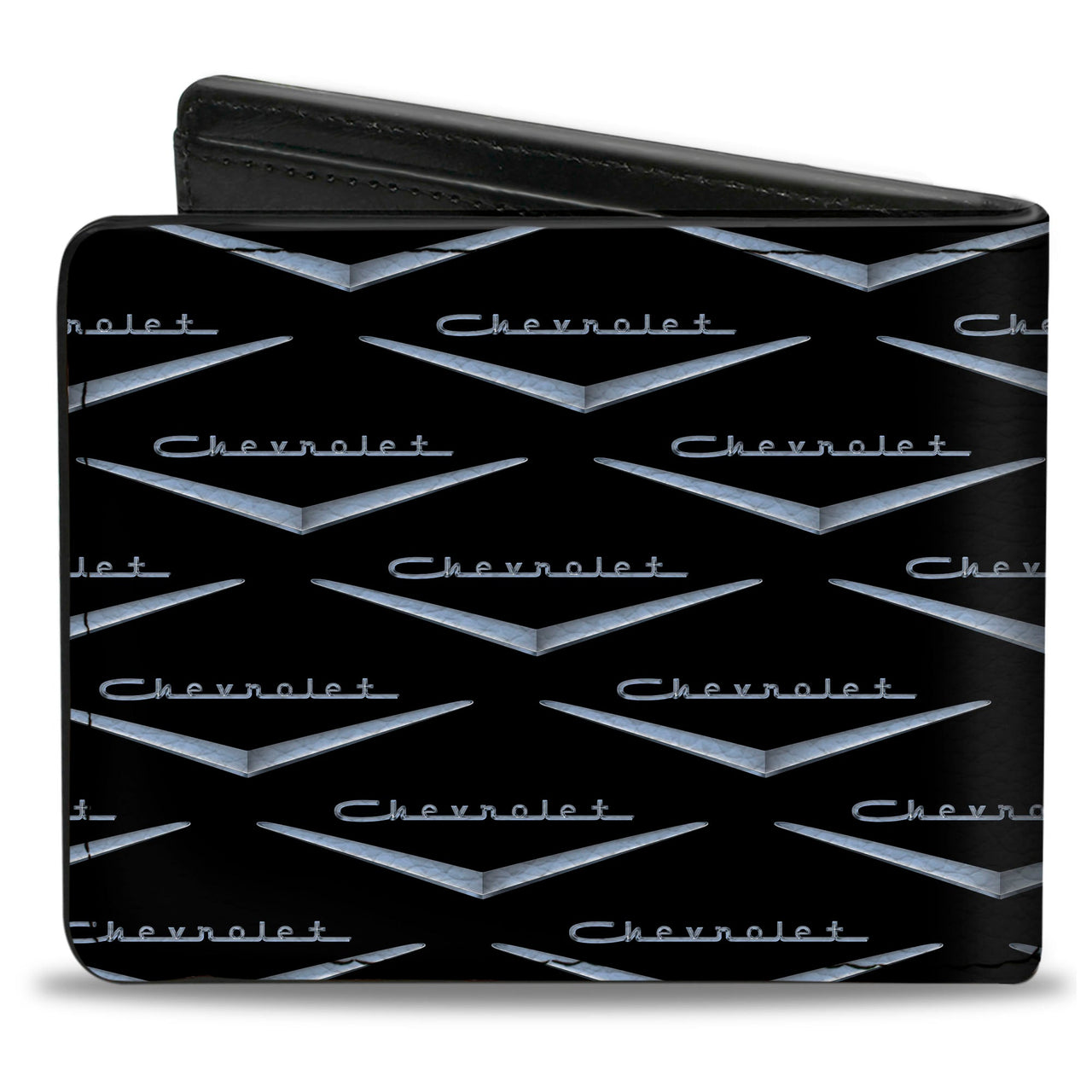 Bi-Fold Wallet - 1955-57 CHEVROLET V Emblem Monogram Black Silver