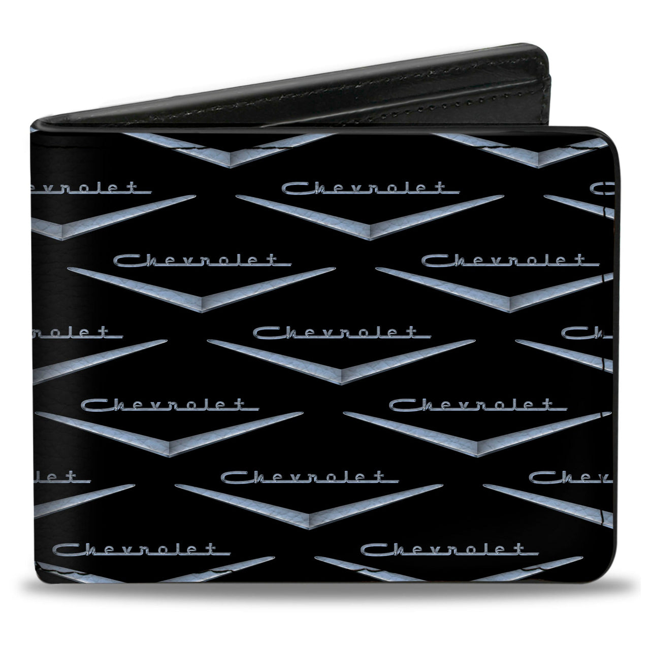 Bi-Fold Wallet - 1955-57 CHEVROLET V Emblem Monogram Black Silver