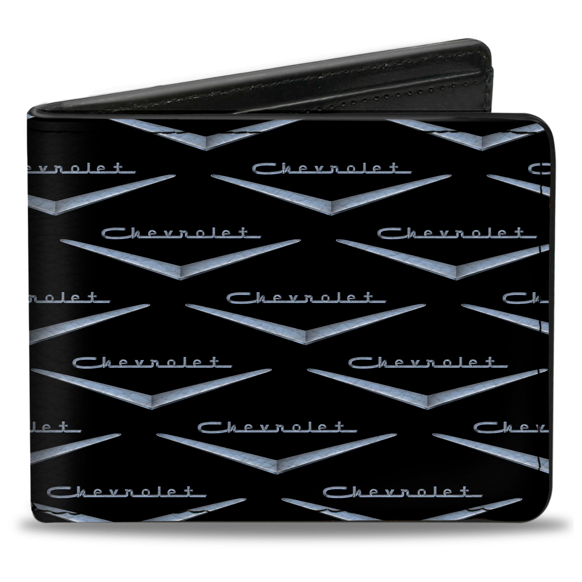 Bi-Fold Wallet - 1955-57 CHEVROLET V Emblem Monogram Black Silver