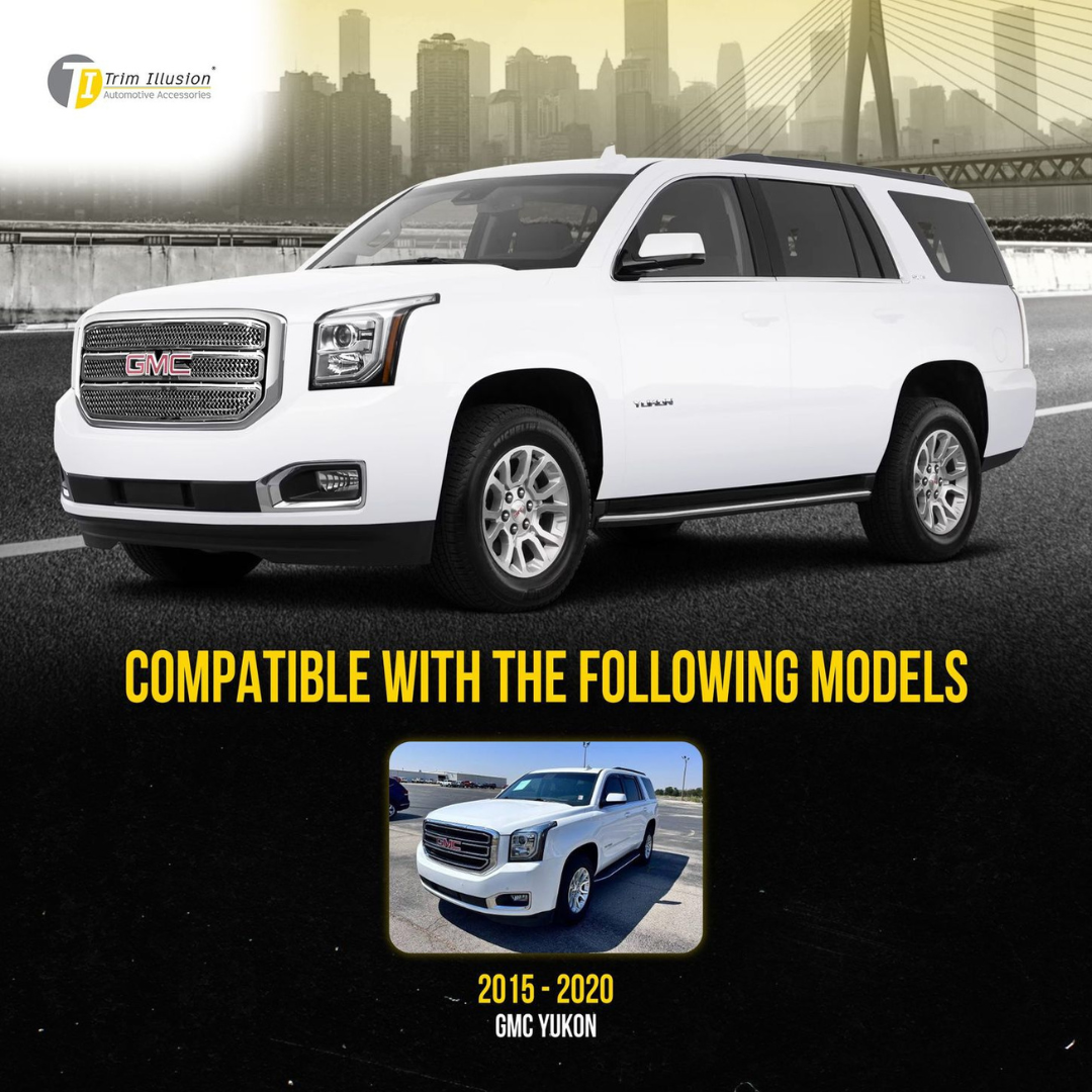2015-2020 GMC Yukon SLE/SLT 3 PCS Chrome Tape-on Patented Grille Overlay