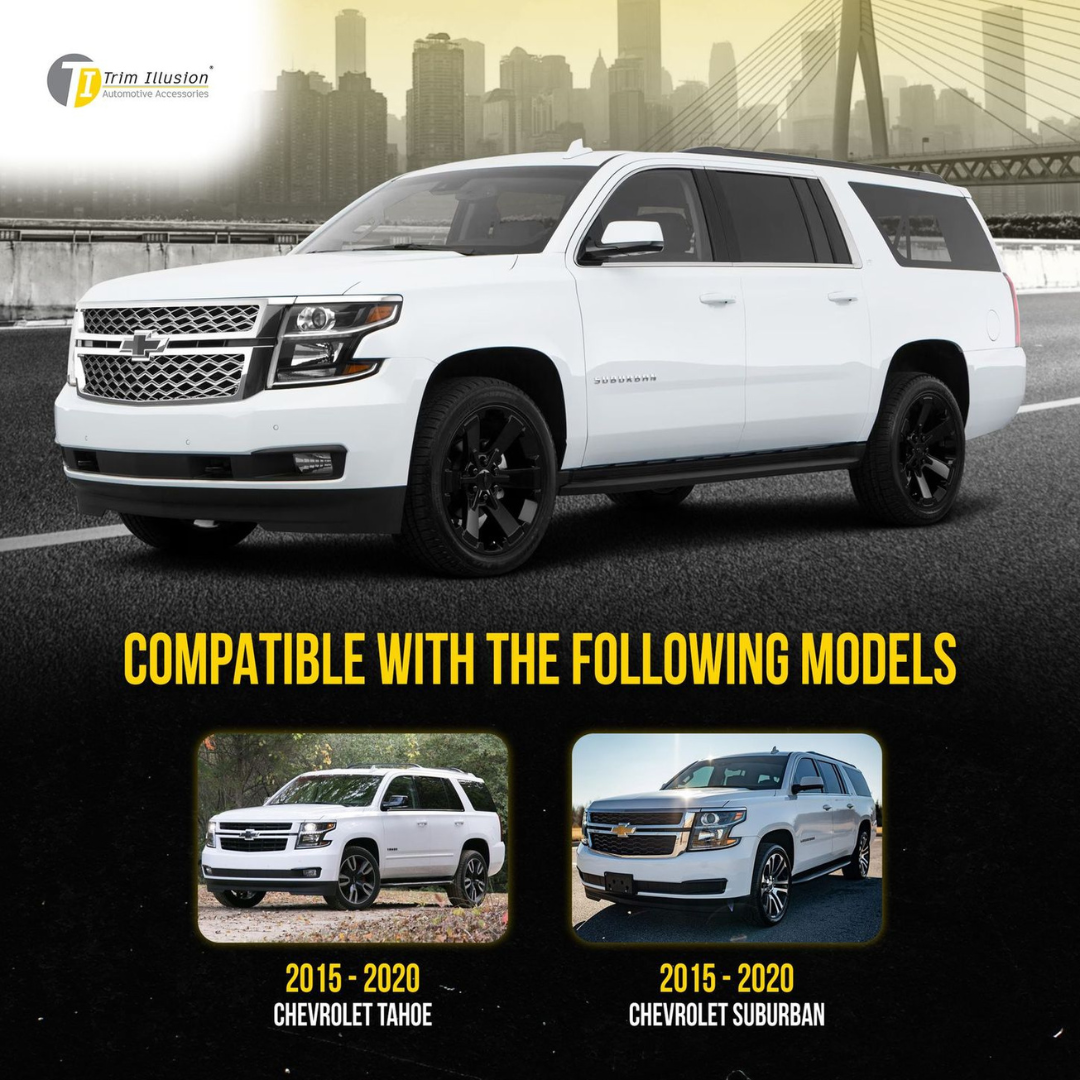 2015-2020 Chevrolet Tahoe/Suburban 2 PCS Diamond Mesh Chrome Tape-on Patented Grille Overlay