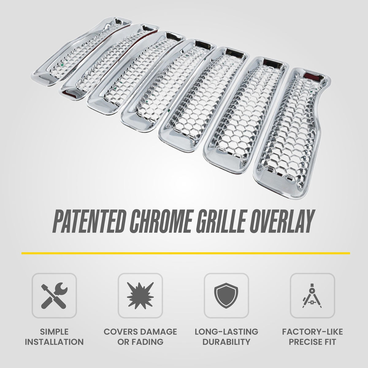 Trim Illusion ABS522 chrome grille overlay for 2018-2023 Jeep Wrangler - image 8