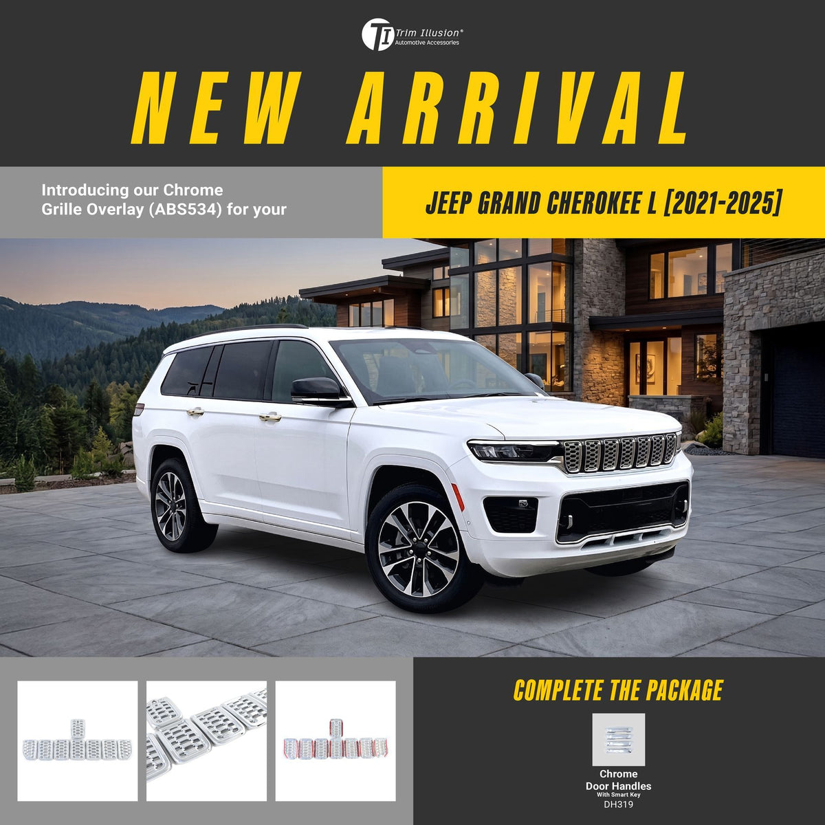 Trim Illusion ABS534 chrome grille overlay for 2021-2025 Jeep Grand Cherokee L and Grand Cherokee - image 14