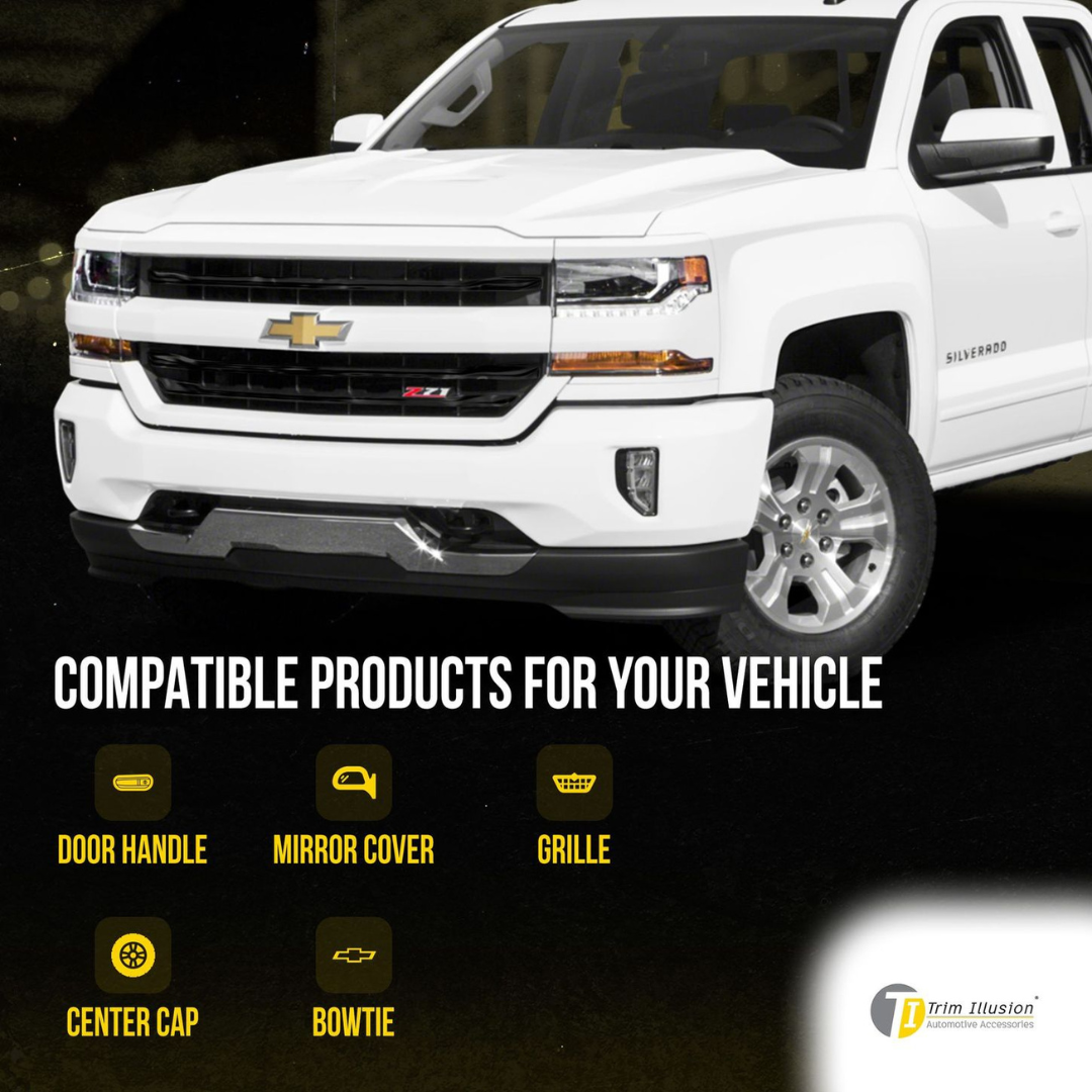 2016-2018 Chevrolet Silverado 1500 LTZ 3 PCS Gloss Black Tape-on Patented Grille Overlay