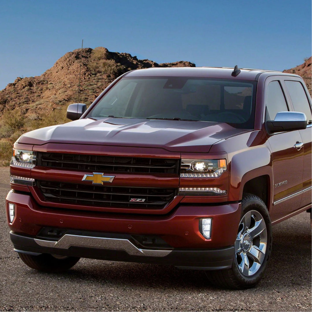 2016-2018 Chevrolet Silverado 1500 LTZ 3 PCS Gloss Black Tape-on Patented Grille Overlay
