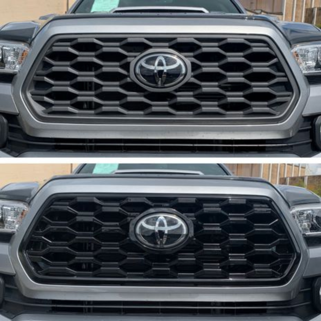 2020-2023 Toyota Tacoma TRD Sport/Off-Road Does not fit grille with Camera 1 PC Gloss Black Snap-on W/Tape Patented Grille Overlay