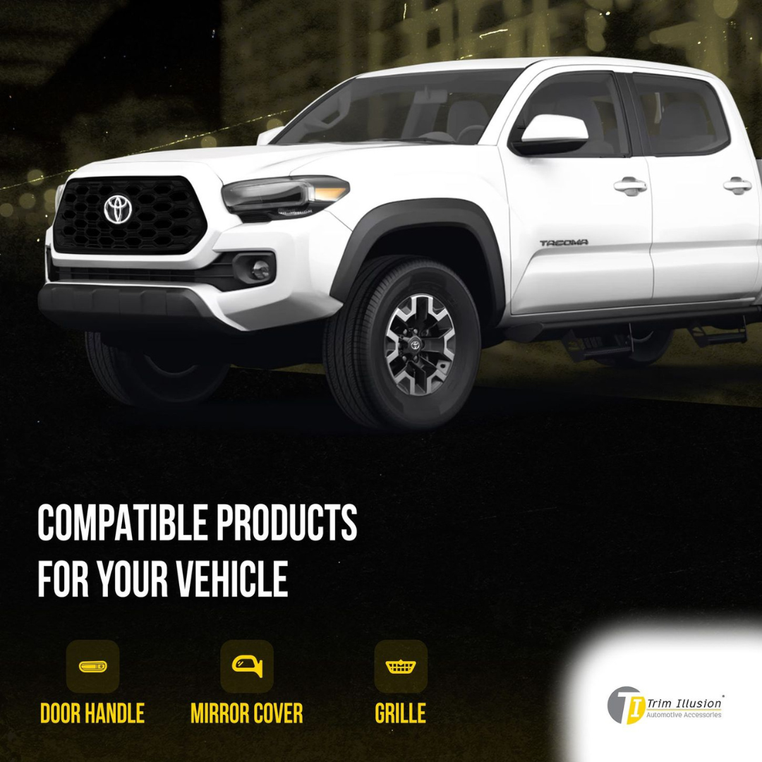 2020-2023 Toyota Tacoma TRD Sport/Off-Road Does not fit grille with Camera 1 PC Gloss Black Snap-on W/Tape Patented Grille Overlay