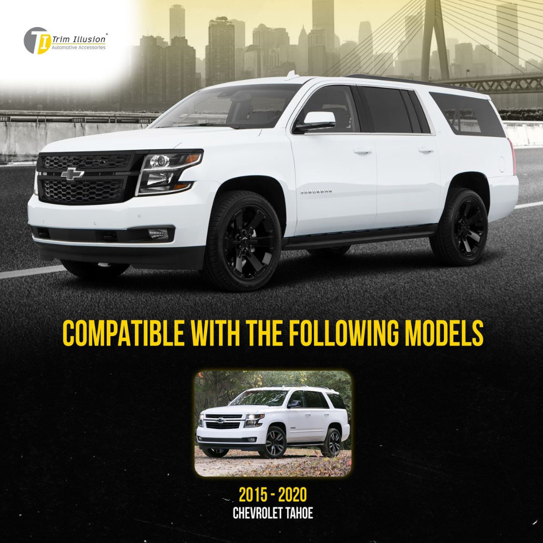2015-2020 Chevrolet Tahoe/Suburban 4 PCS Gloss Black Tape-on Patented Grille Overlay