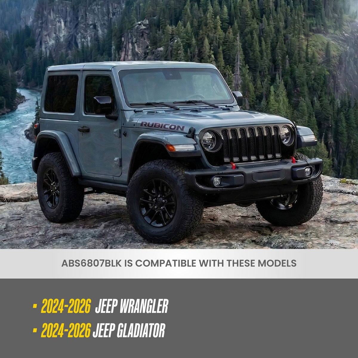 Trim Illusion ABS6807BLK gloss black grille overlay for 2024-2026 Jeep Wrangler and Gladiator - image 8
