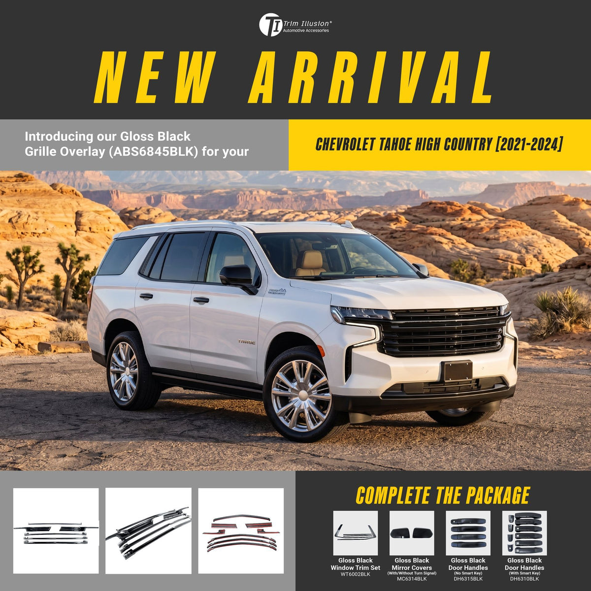 Trim Illusion ABS6845BLK gloss black grille overlay for 2021-2024 Chevrolet Suburban and Tahoe - image 13