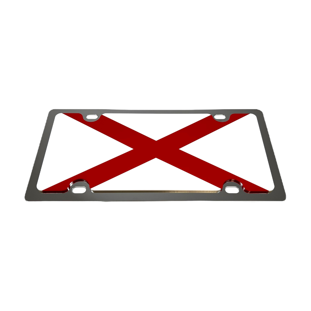 Alabama State Flag Stainless Steel License Plate