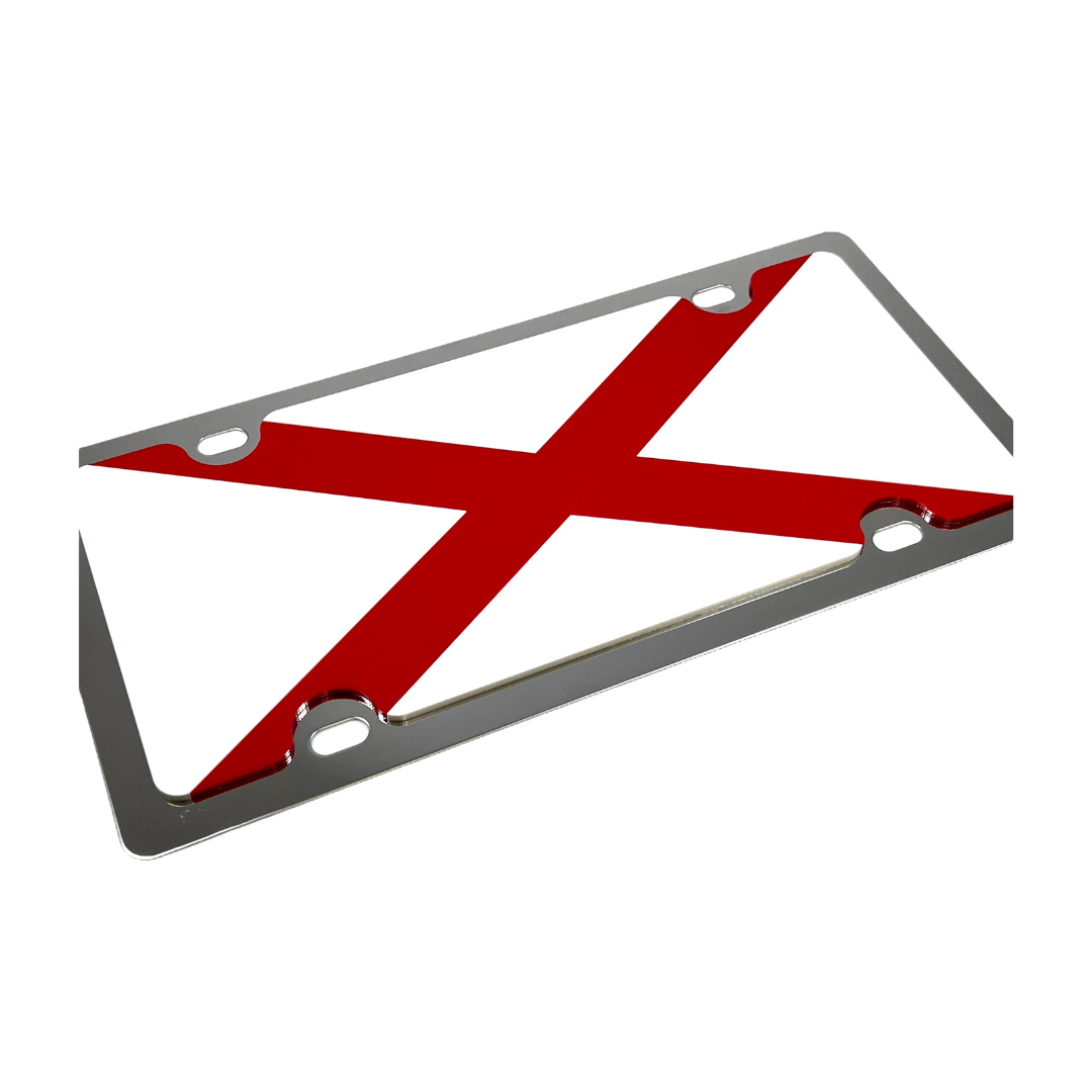 Alabama State Flag Stainless Steel License Plate