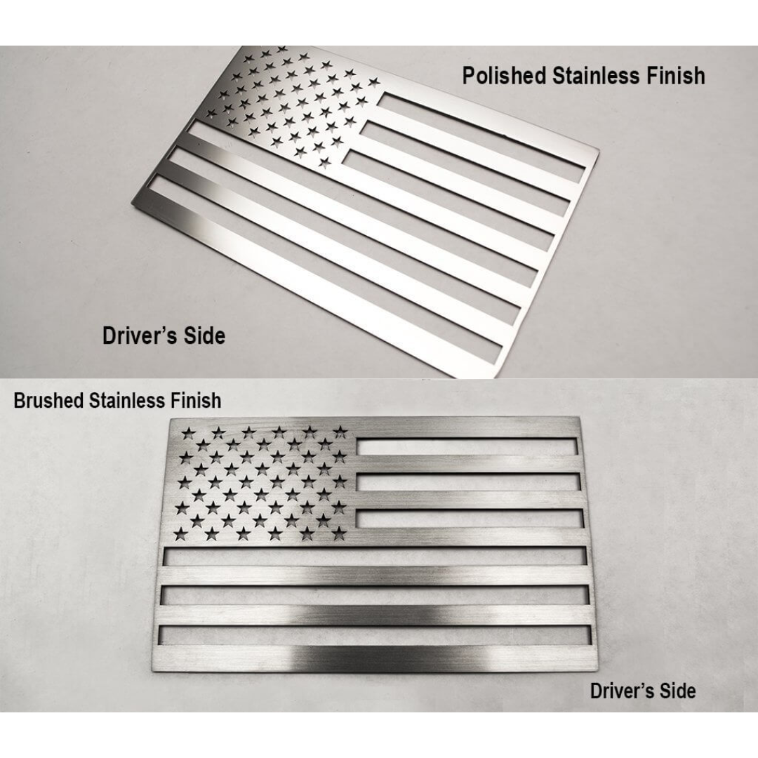 American Flag Emblem 1 or 2 Piece Set | Stainless Steel, Choose Color & Finish