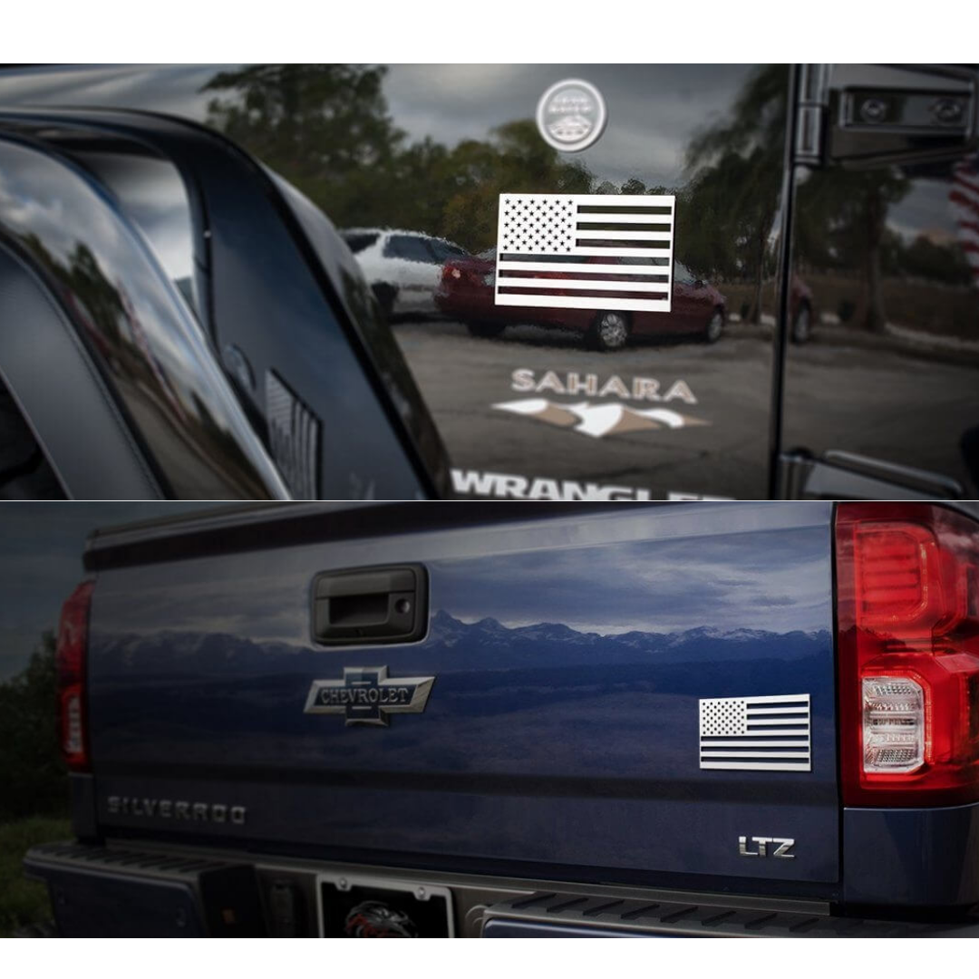 American Flag Emblem BRUSHED, WHITE, 1PC