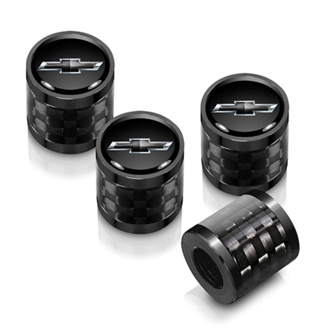Black Chevrolet Bowtie Carbon Fiber Valve Stem Caps