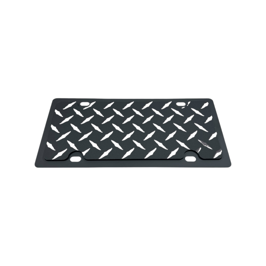 Blacked Out Diamond Plate Carbon Steel License Plate