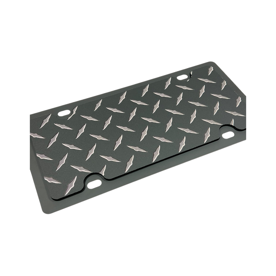 Blacked Out Diamond Plate Carbon Steel License Plate