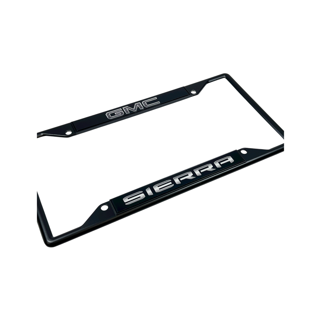 Blacked Out GMC Sierra Black License Plate Frame