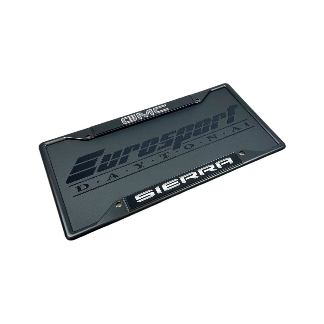 Blacked Out GMC Sierra Black License Plate Frame