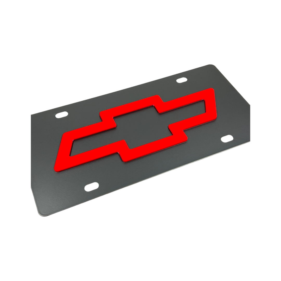 Chevrolet Red Bowtie Carbon Steel License Plate