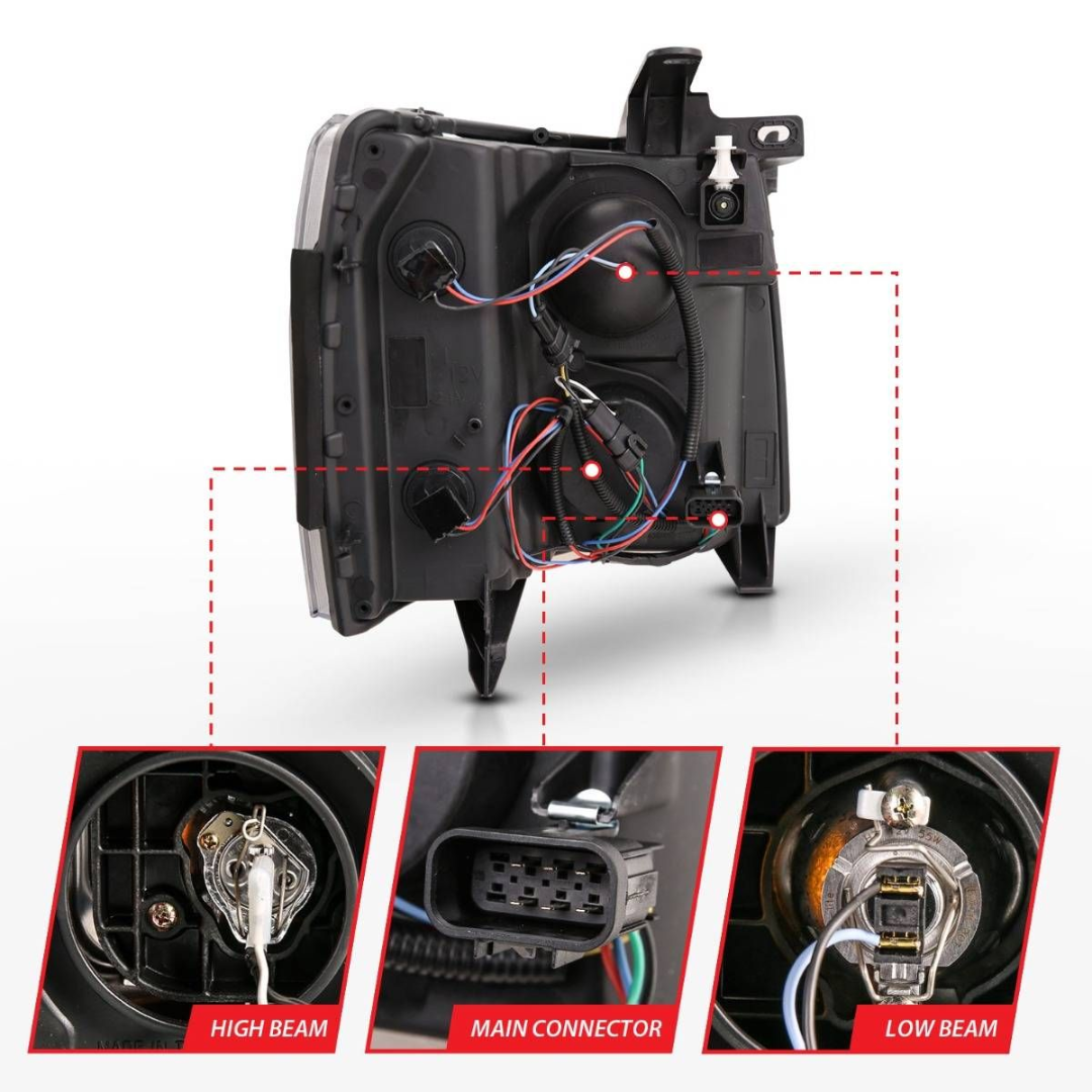 Chevrolet Silverado 1500 07-13 / 2500HD/3500HD 07-14 Black Projector Plank Style Headlights
