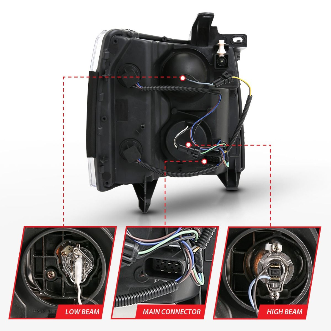 Chevrolet Silverado 1500 07-13 / 2500HD/3500HD 07-14 Chrome Projector Plank Style Headlights