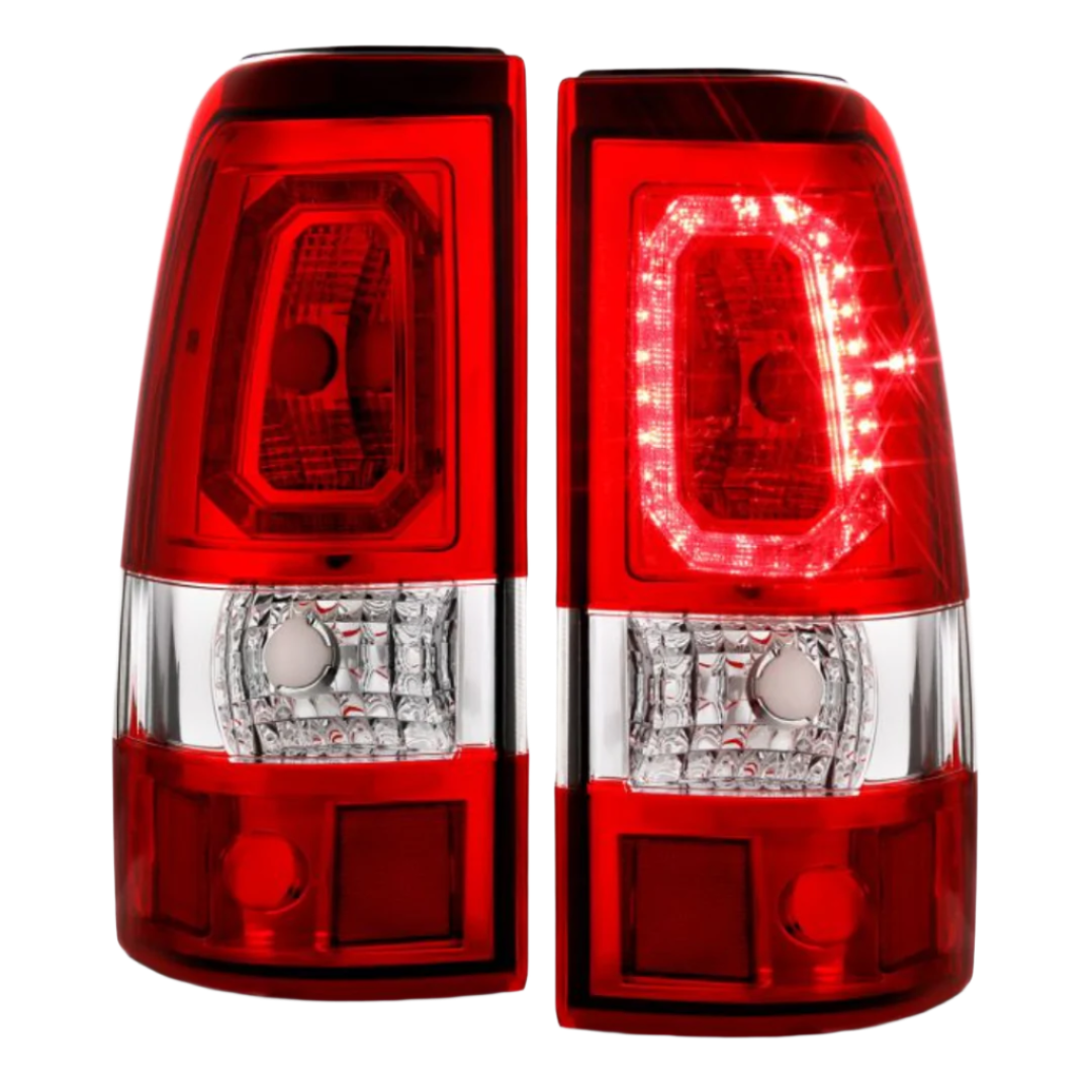 Chevy Silverado 03-06 1500/2500/3500 07 Classic LED Bar Style Tail Lights Chrome w/ Red Clear Lens (SINGLE REAR WHEEL)
