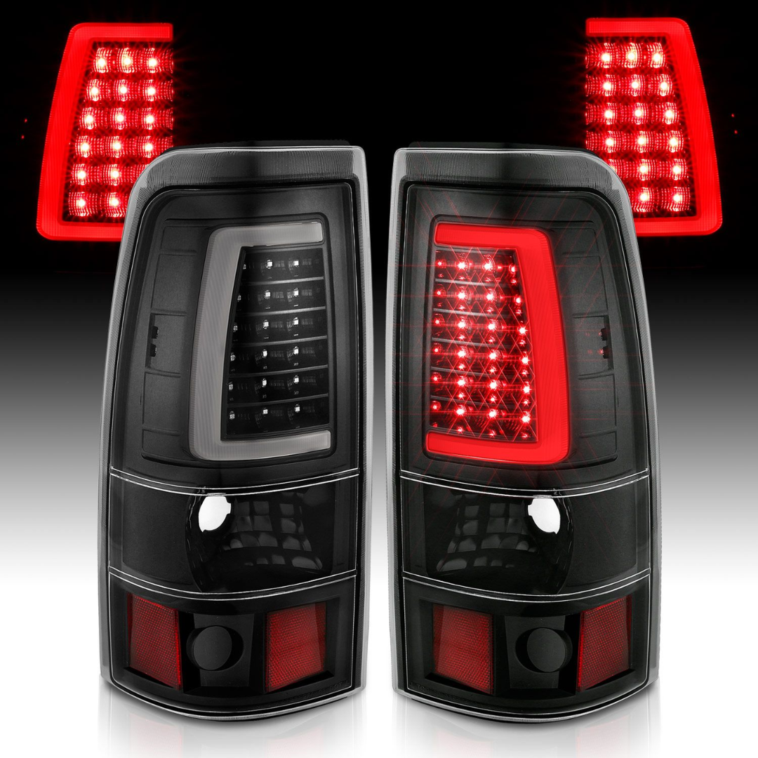 Chevy Silverado 03-06 1500/2500/3500 07 Classic LED C Bar Style Tail Lights Black (SINGLE REAR WHEEL)