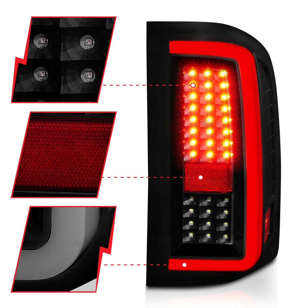Chevy Silverado 1500 07-13 / 2500HD/3500HD 07-14 Full LED C-Bar Tail Lights G5 Black Smoke Lens