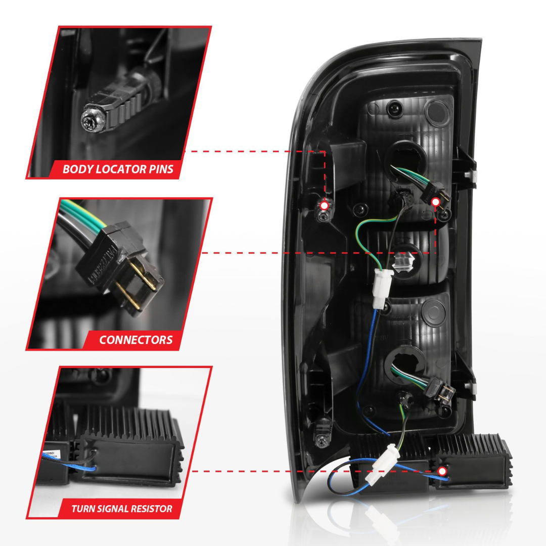 Chevy Silverado 1500 14-18 / 2500HD/3500HD 15-19 / Sierra 2500HD/3500HD Dually LED Light Bar Style Tail Lights Black w/ Clear Lens (SEQUENTIAL SIGNAL) (NON OEM LED MODELS)