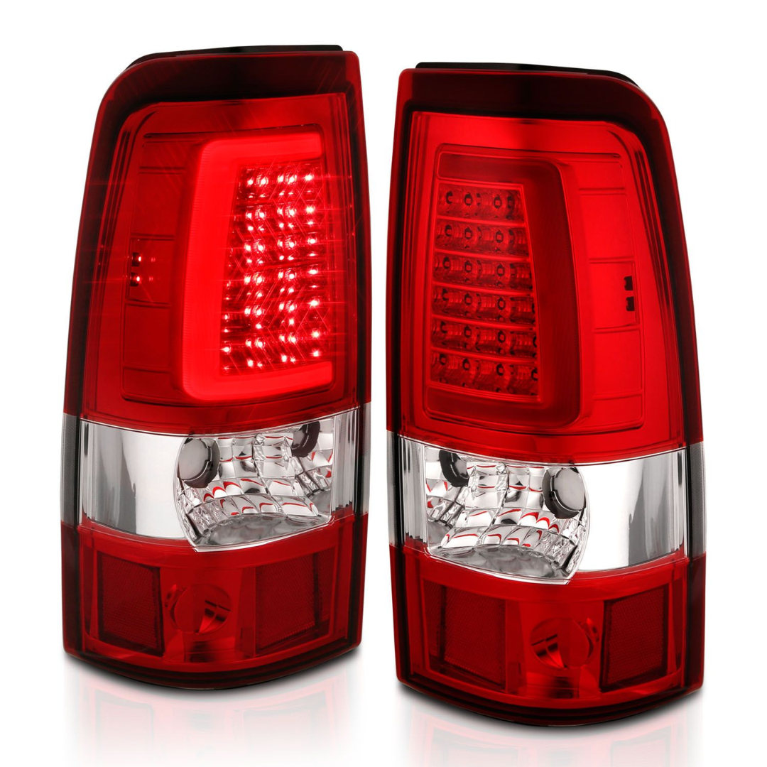 Chevy Silverado 99-02 1500/2500 01-03 3500 GMC Sierra 1500/2500 99-06 LED C Bar Style Tail Lights Red