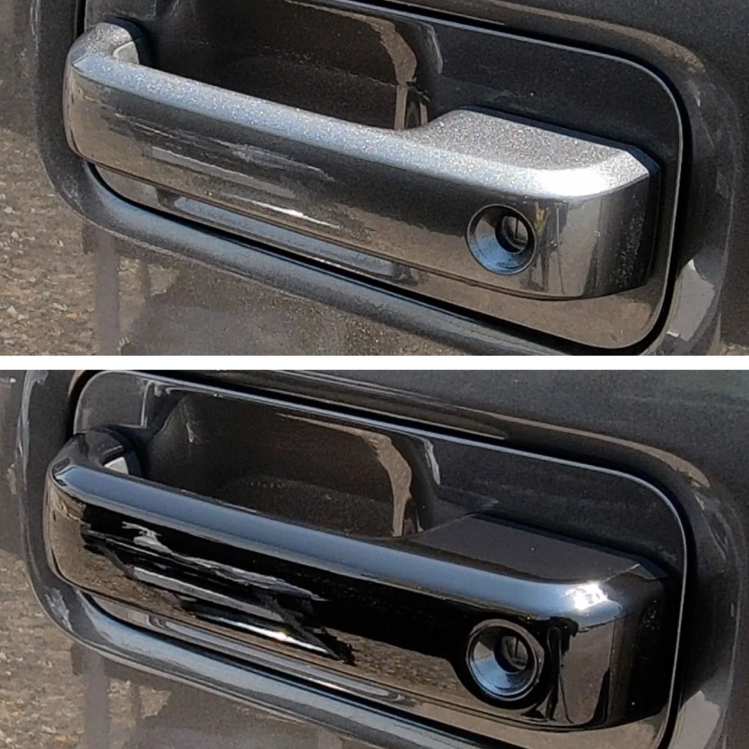 2015-20 Ford F-150, 17-22 Ford F-250 Super Duty/F-350 Super Duty W/ or W/O Smart Key 6 PCS Gloss Black Snap-on W/Tape Patented Door Handle Cover