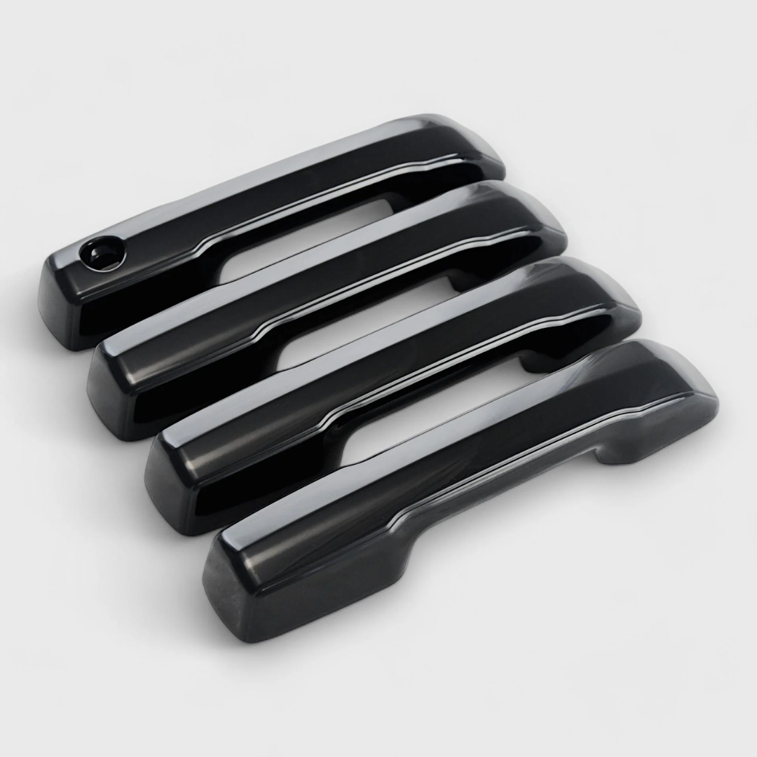 2022-24 Toyota Tundra, 23-24 Toyota Sequoia, 2024 Toyota Tacoma Works over Keyless Sensors 4 PCS Gloss Black Snap-on W/Tape Patented Door Handle Cover