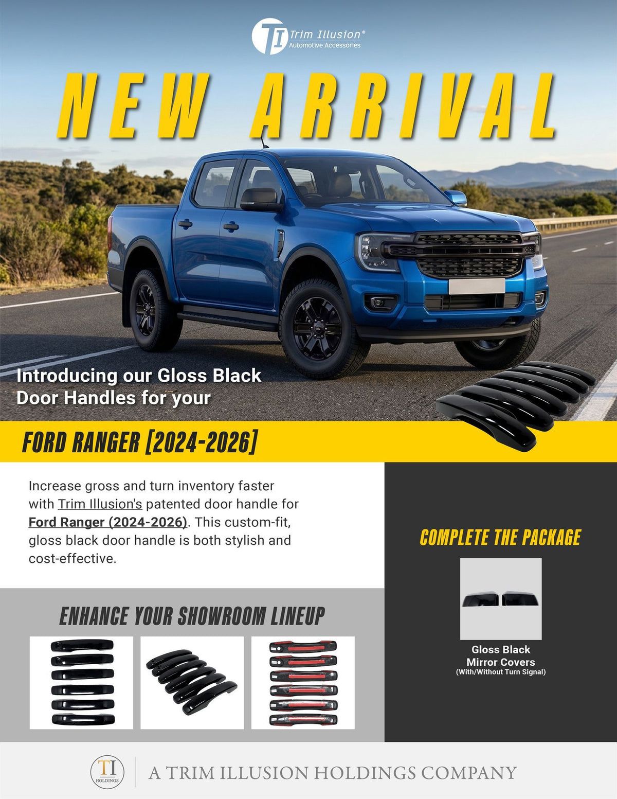 Trim Illusion DH6343BLK gloss black door handle covers for 2024-2026 Ford Ranger - image 15