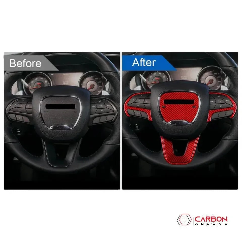 Dodge Charger/Challenger/Durango 2015-2024 Carbon Fiber Steering Wheel airbag and button trim Overlay