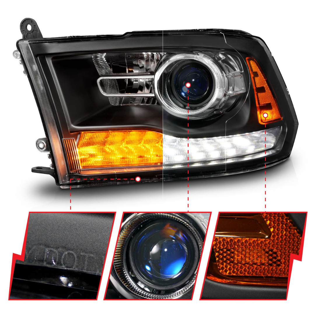 Dodge Ram 1500 09-18 Ram 2500/3500 10-18 Matte Black Projector Headlights W/ Sequential Signals (FOR ALL MODELS)
