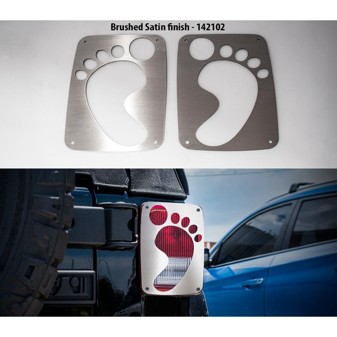 2007-2018 Jeep Wrangler JK/JKU - Footprint Tail Light Covers | Stainless Steel, Choose Finish