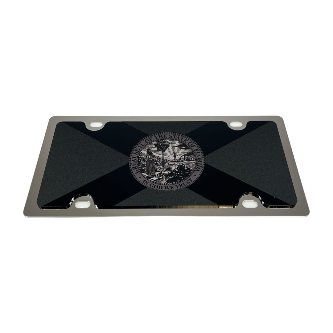 Florida State Flag Blacked Out Stainless Steel License Plate