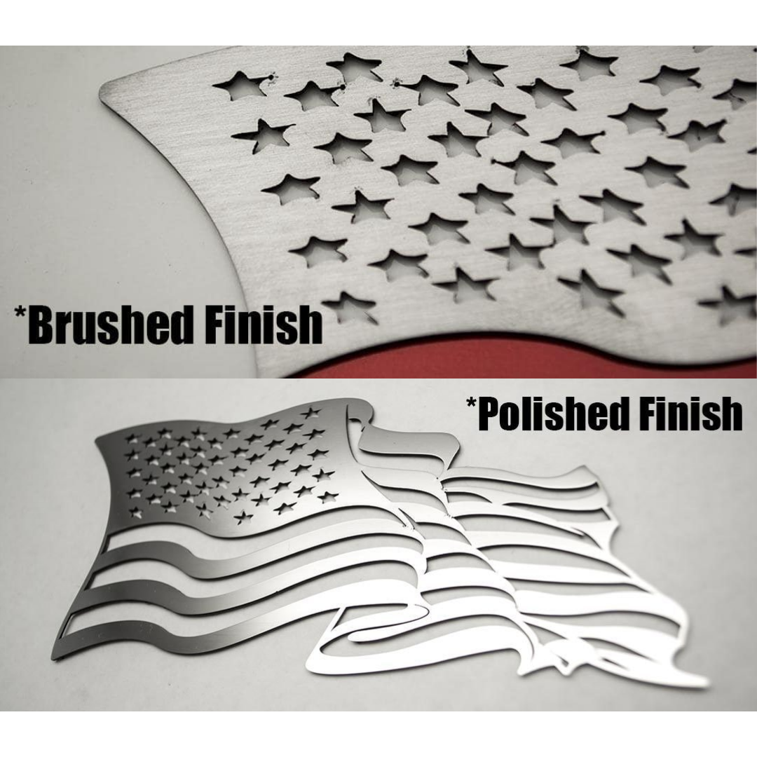 Flowing American Flag Emblem 1Pc | Stainless Steel, Choose Finish/Color Line Style