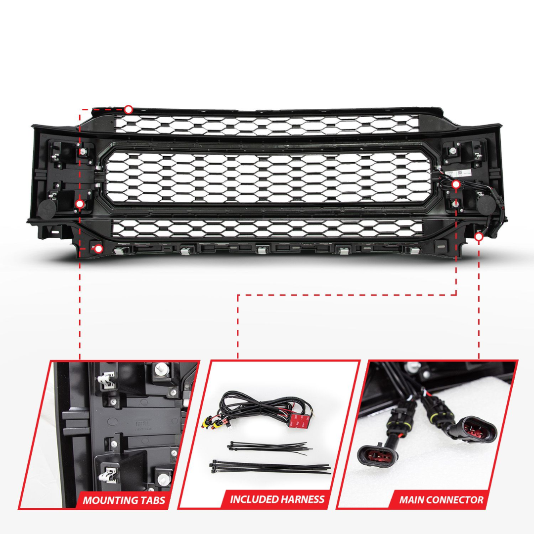 FORD F-150 21-23 Nexum Series Black LED Grille with Ignition Initiation Feature & Running Light Bar