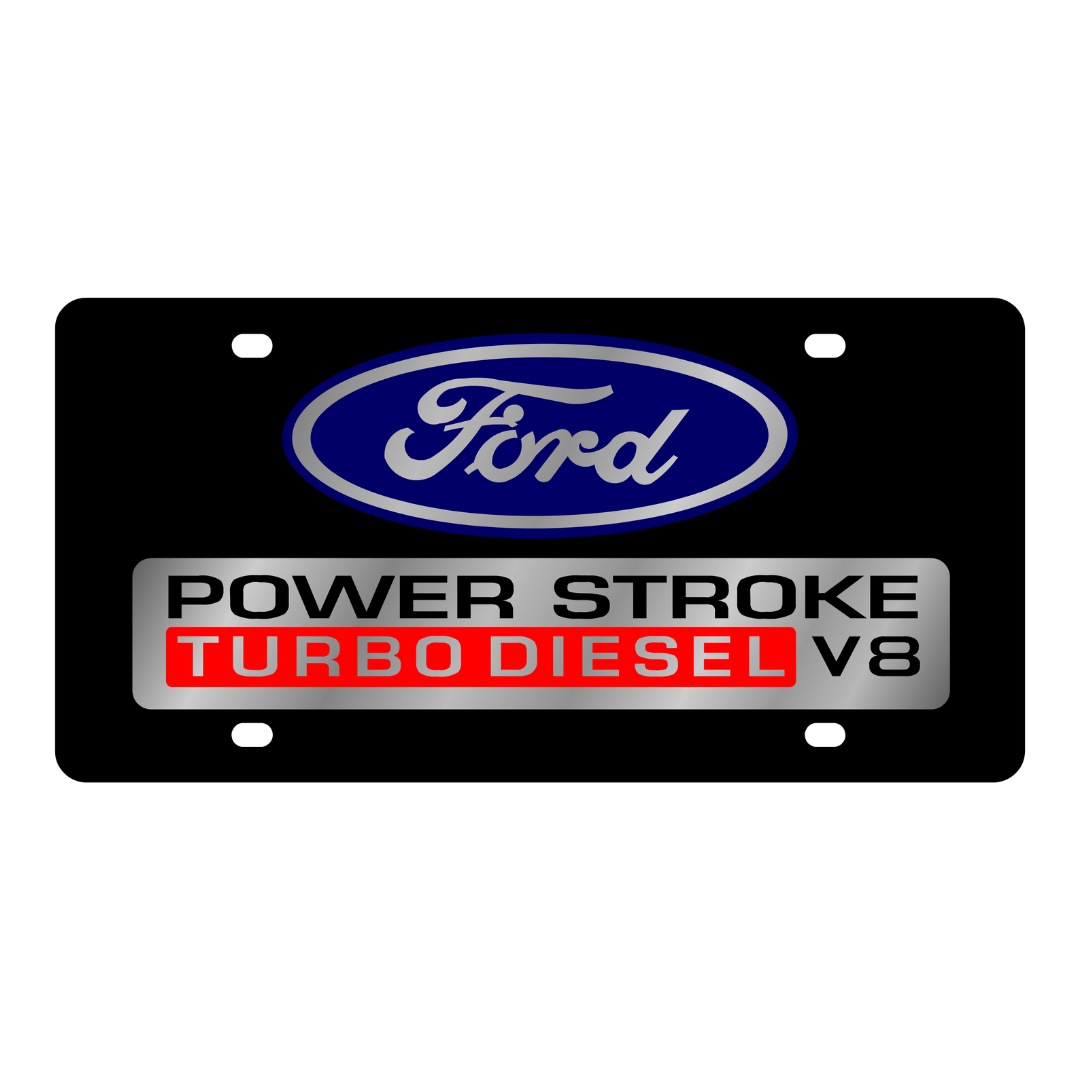 Ford Power Stroke V8 Carbon Steel License Plate
