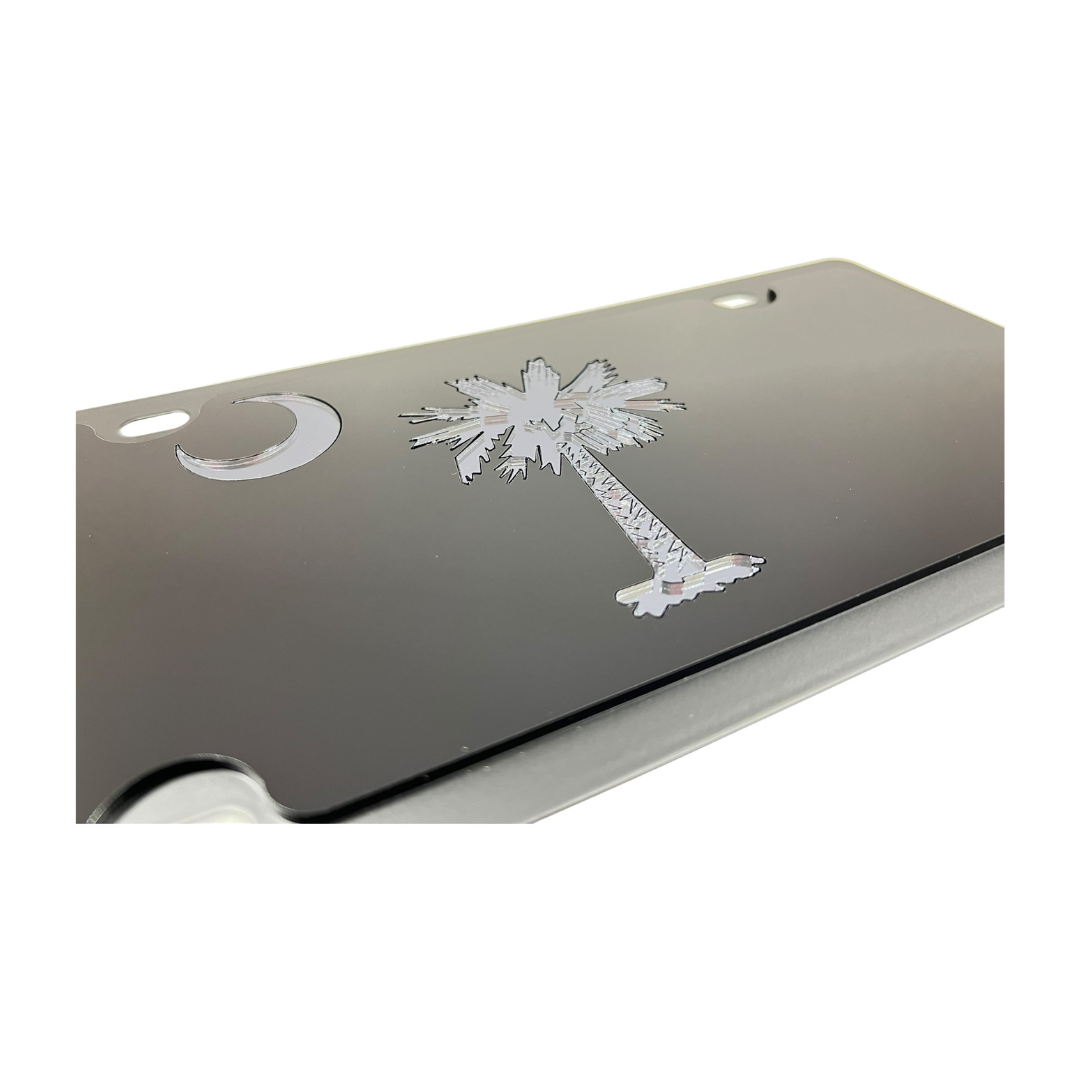 South Carolina State Flag Blacked Out Carbon Steel License Plate