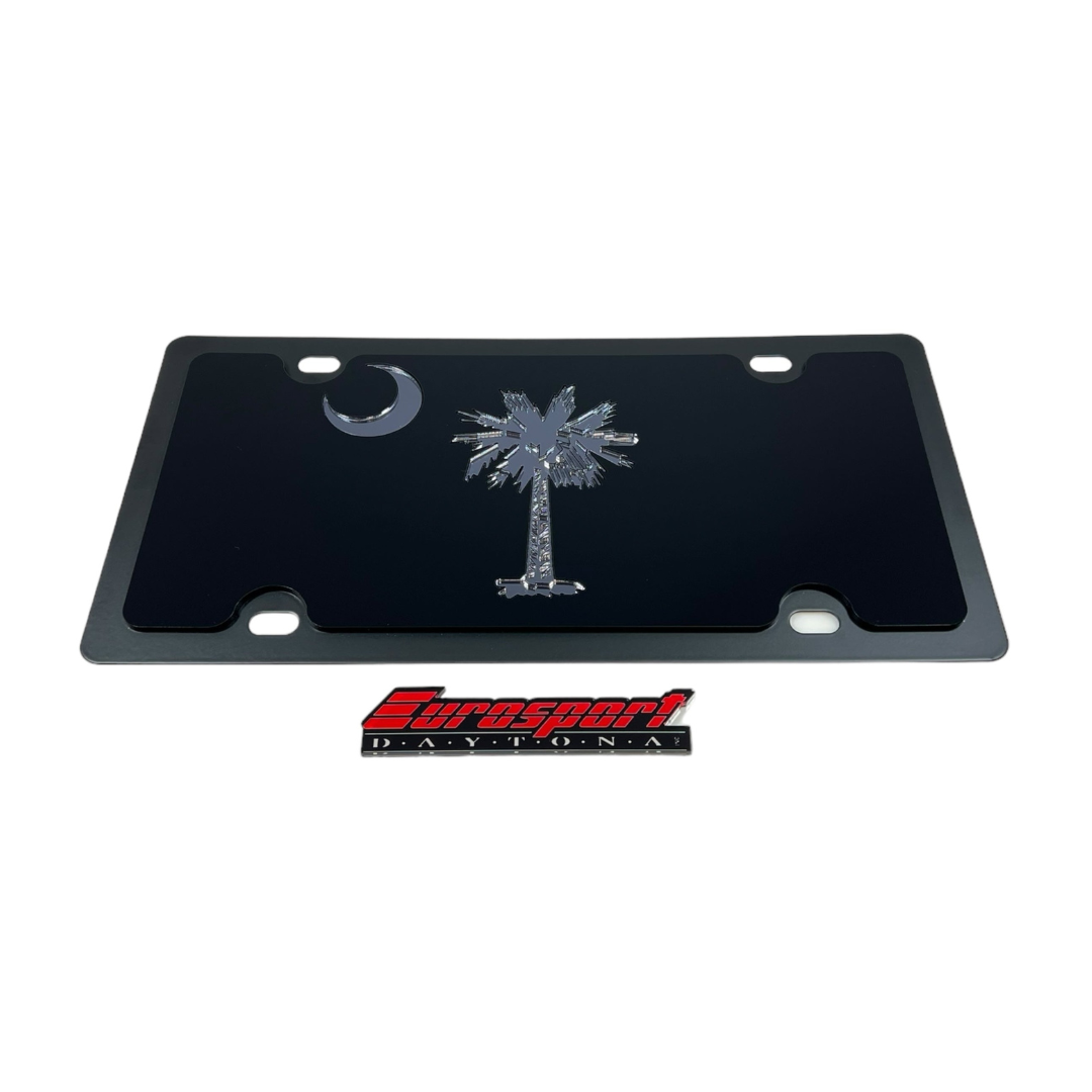 South Carolina State Flag Blacked Out Carbon Steel License Plate