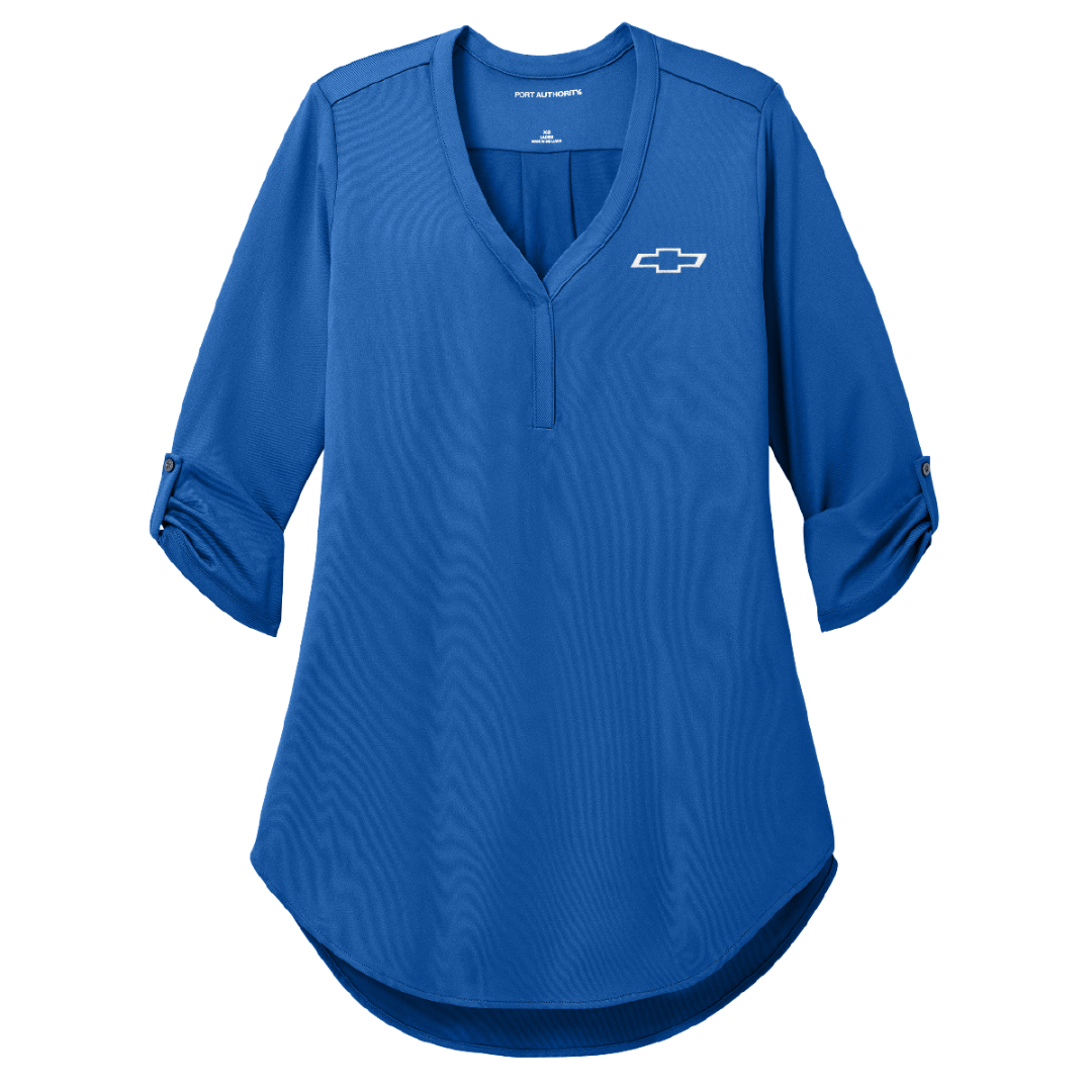 Ladies Chevy Bowtie City Stretch 3/4-Sleeve Tunic - Black, Grey, Purple, and Blue