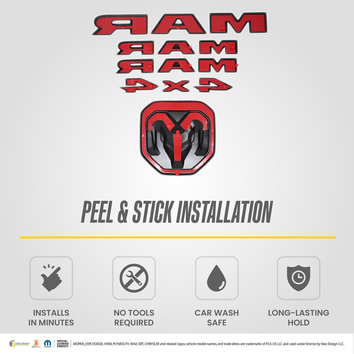 Trim Illusion LET800BLK gloss black lettering set for 2019-2024 Ram 1500 - image 7