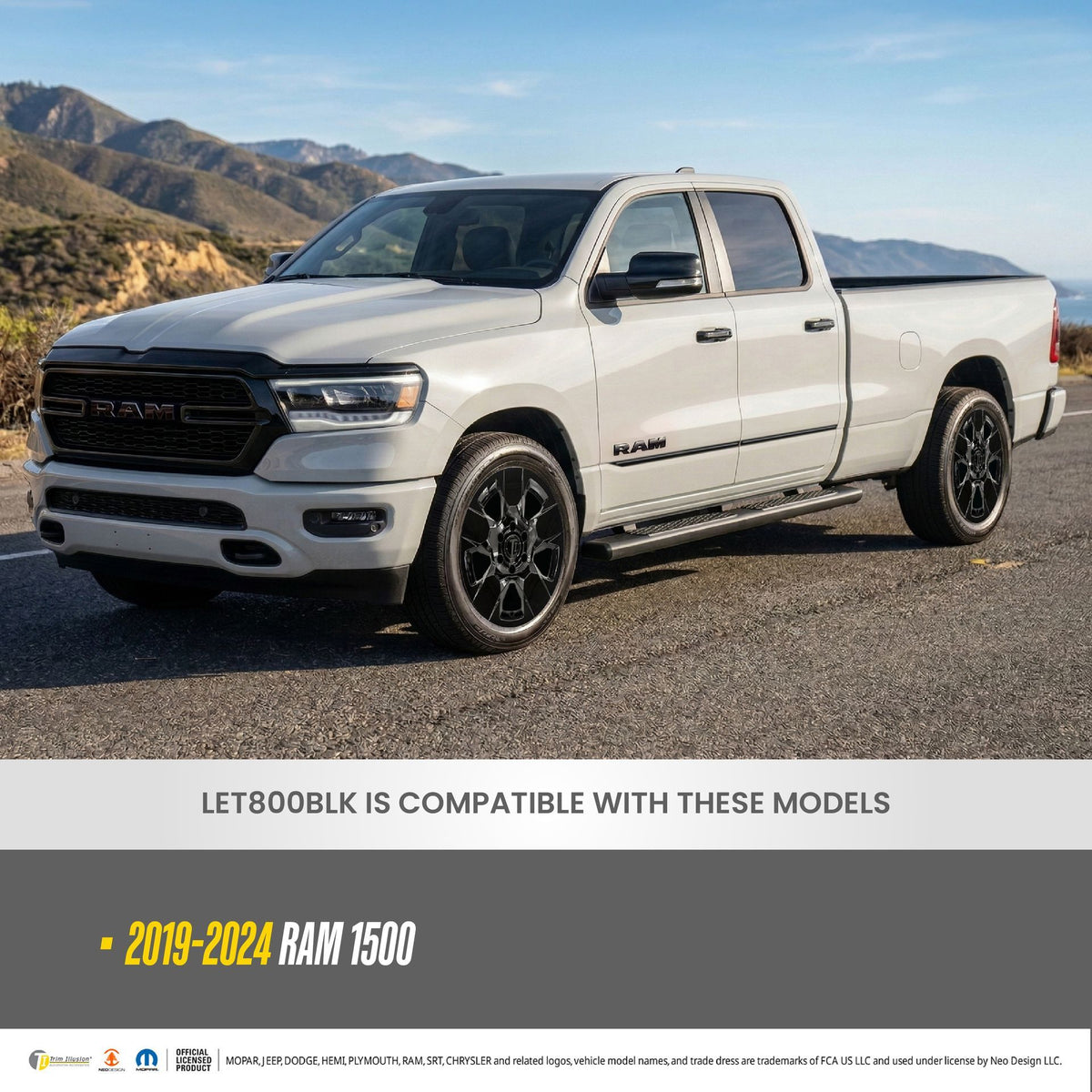 Trim Illusion LET800BLK gloss black lettering set for 2019-2024 Ram 1500 - image 6