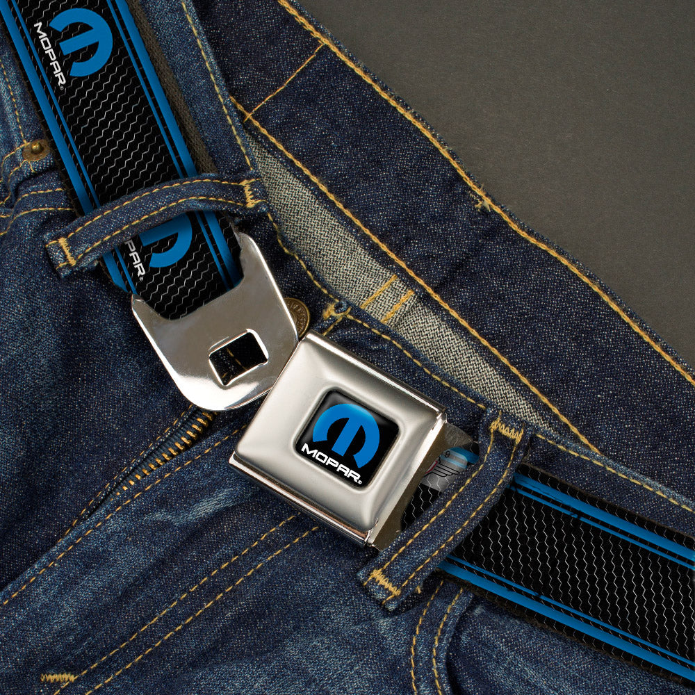 MOPAR Logo Seatbelt Belt - Full Color Black Blue White