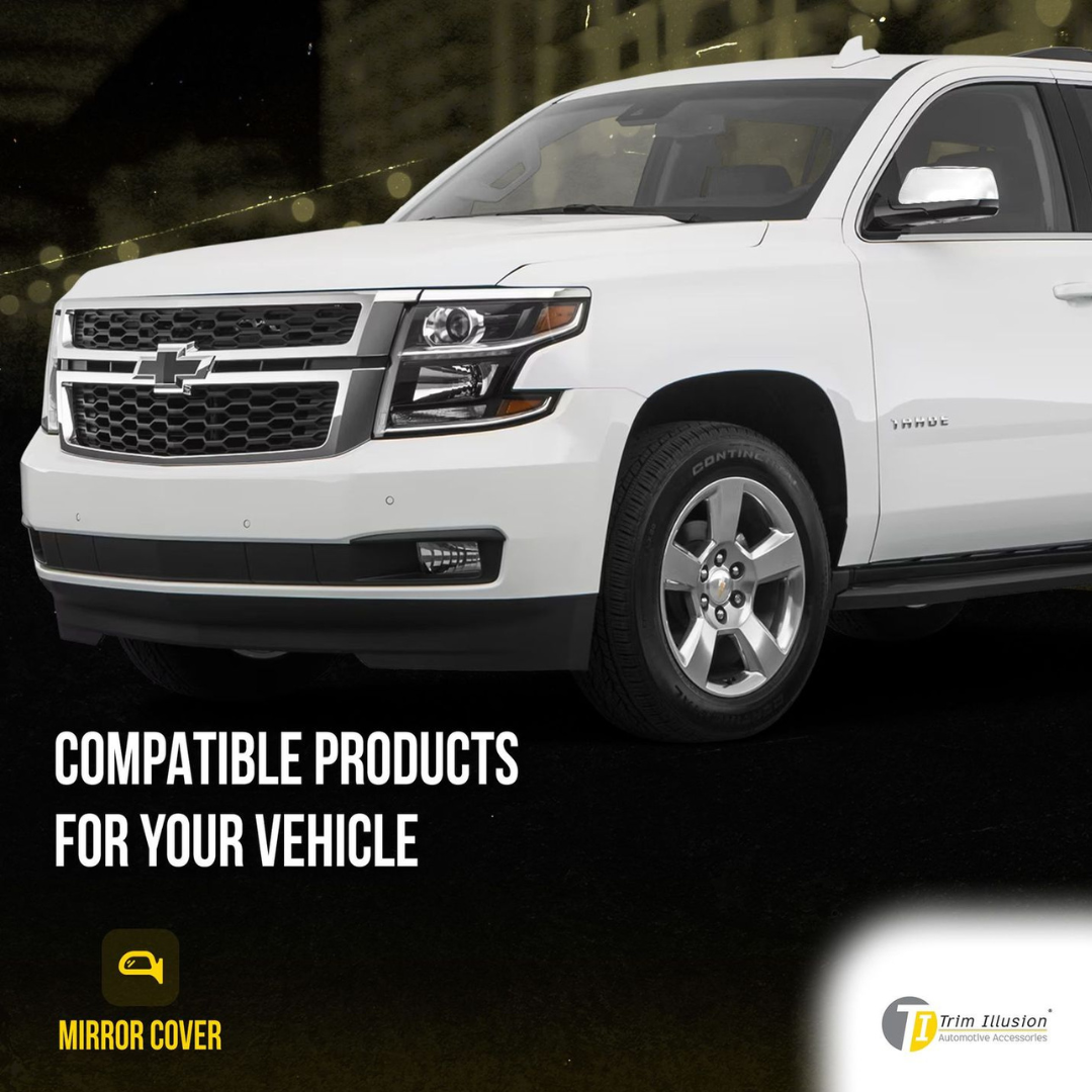 2015-2020 Chevrolet Tahoe/Suburban, 15-20 GMC Yukon 2 PCS No Turn Signal Full Chrome Tape-on Mirror Cover