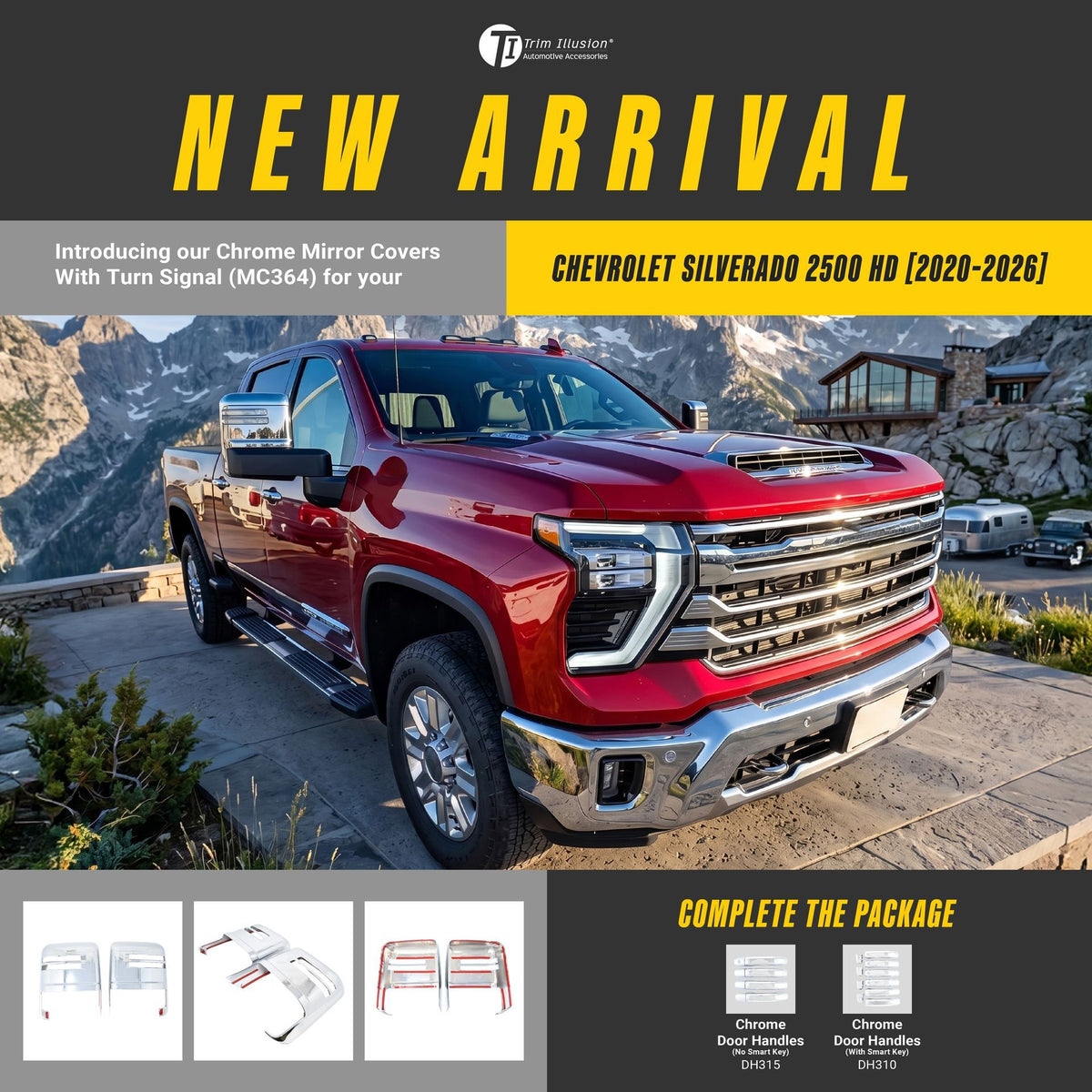 Trim Illusion MC364 chrome mirror covers for 2020-2026 Chevrolet Silverado 2500 HD, Silverado 3500 HD, GMC Sierra 2500 HD and more - image 14