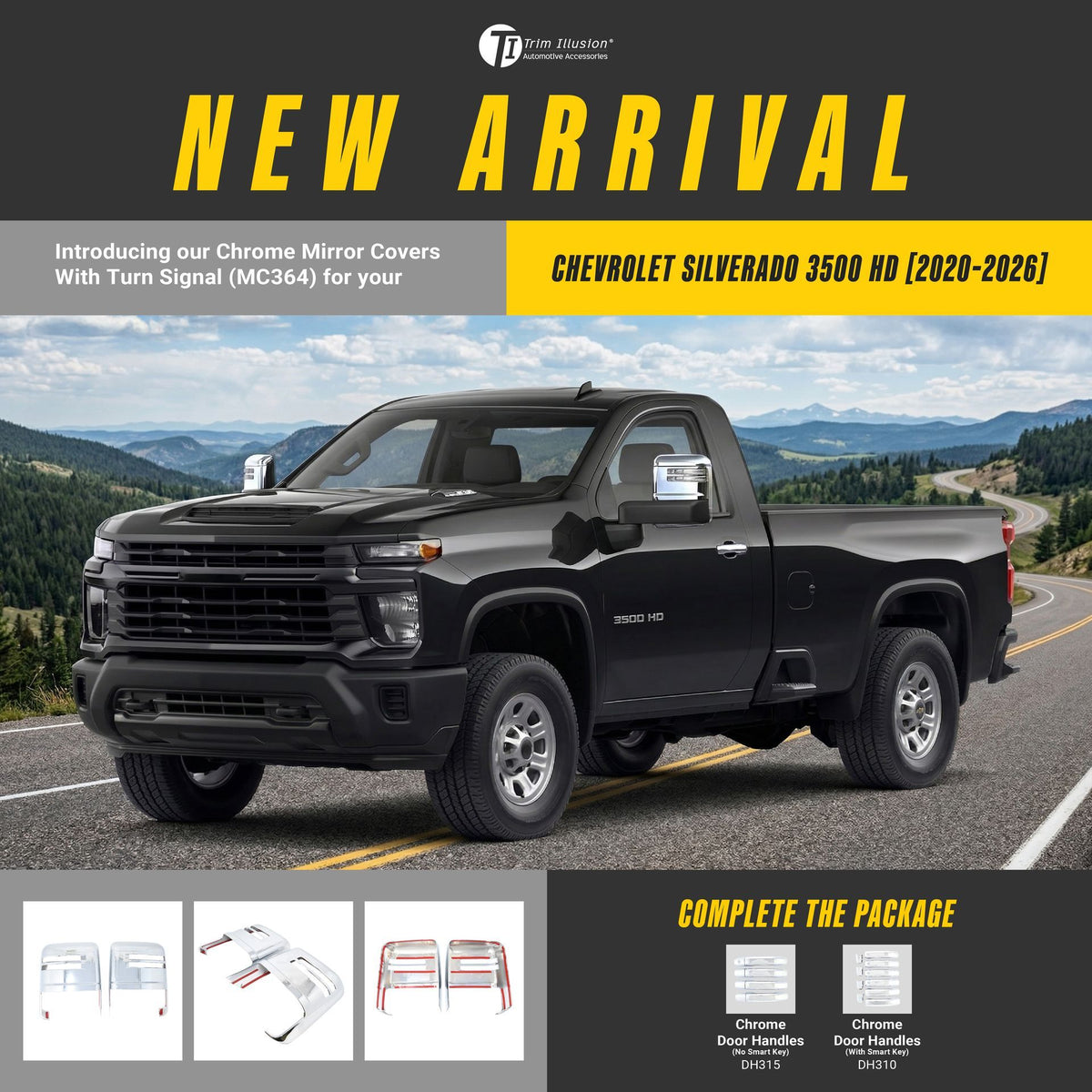 Trim Illusion MC364 chrome mirror covers for 2020-2026 Chevrolet Silverado 2500 HD, Silverado 3500 HD, GMC Sierra 2500 HD and more - image 12